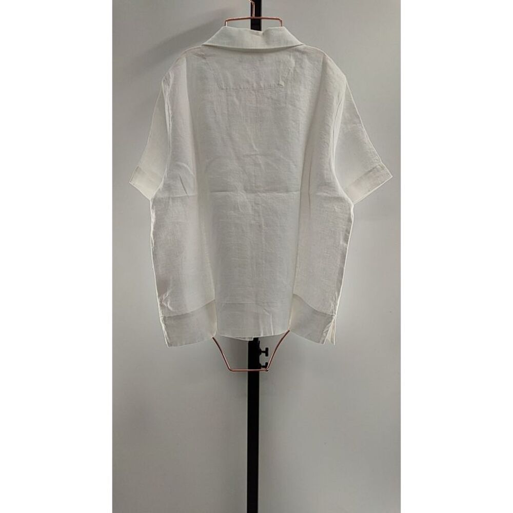 Quince Women 100% European Linen Short Sleeve Shirt White M - Picture 3 of 3